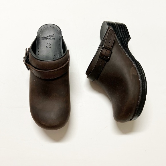 Dansko Womens Antiqued Brown Leather Ingrid Oiled Heritage Clog Mule Size 12 - Picture 2 of 10
